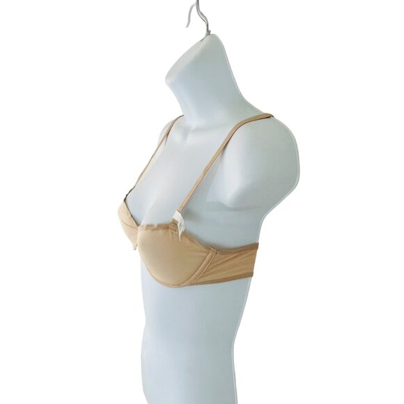 Aerie Women's Size 32C Smoothez Balconette Sheer Mesh Underwire Beige Br… - Picture 2 of 3